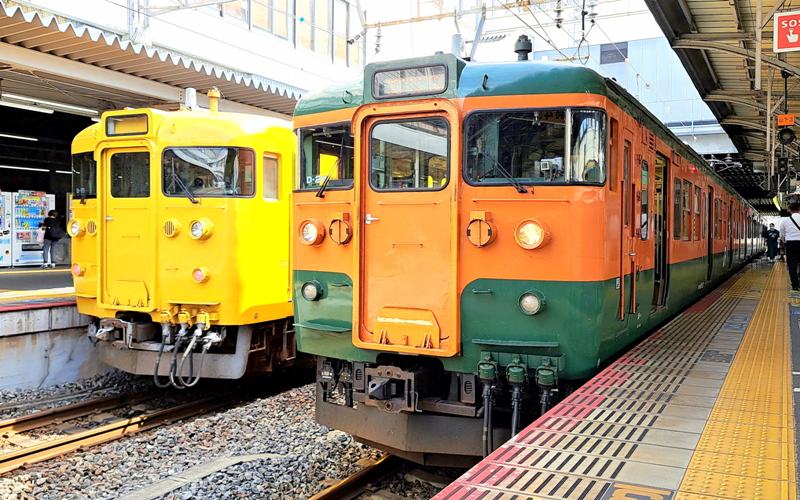 JR西日本113系B-15編成と湘南色の115系D-26編成 - JR撮影日記