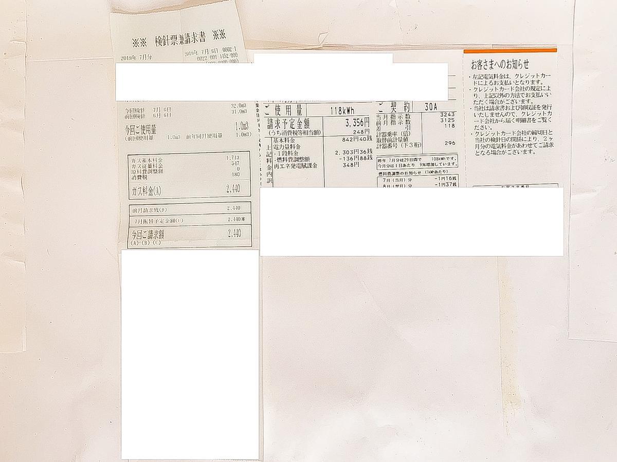 うつ病生活保護受給者の公共料金【2019年7月分】