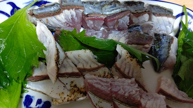 サバのお刺身 釣り人の特権 海神様に誘われて