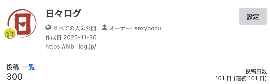日々ログ「３００」