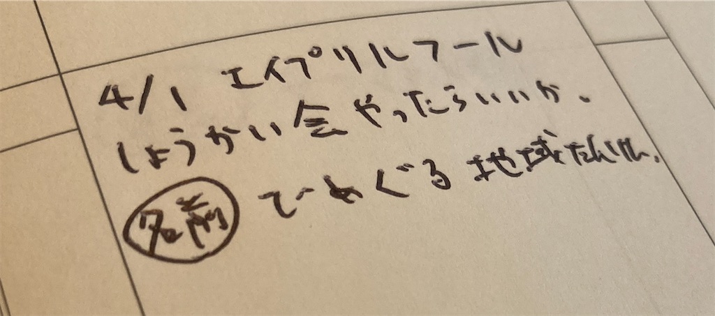 日記や気づきを書き込んだ週案簿