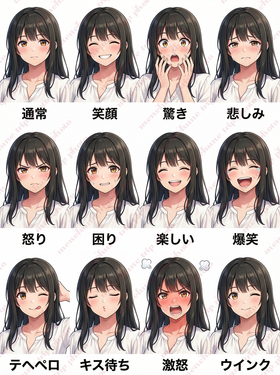 Gemini 3で生成した表情一覧表