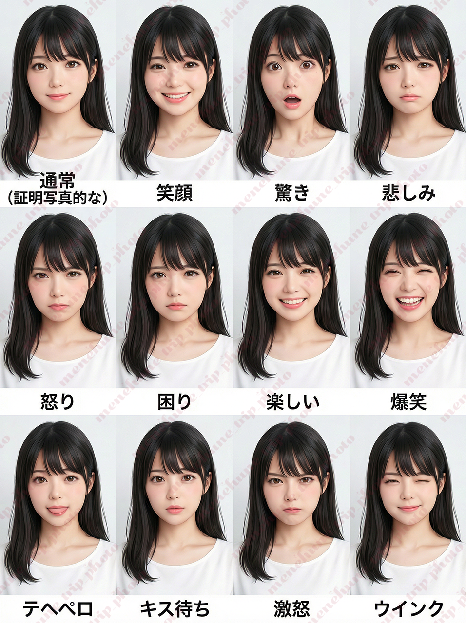Gemini 3で生成した表情一覧表