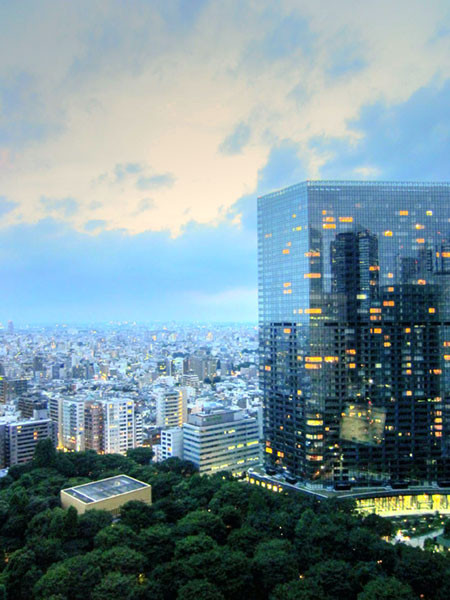 100619 ビル街の夕暮れをHDR化してみた （於 新宿）