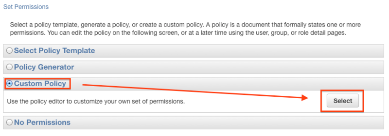 Select Permission Template