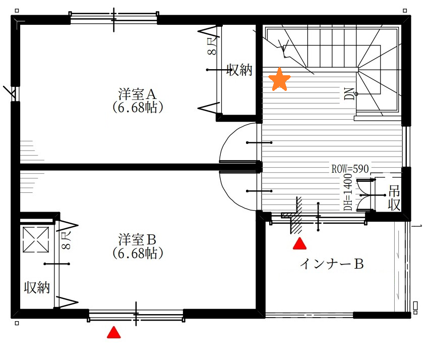 ホール☆印：コンセント増設