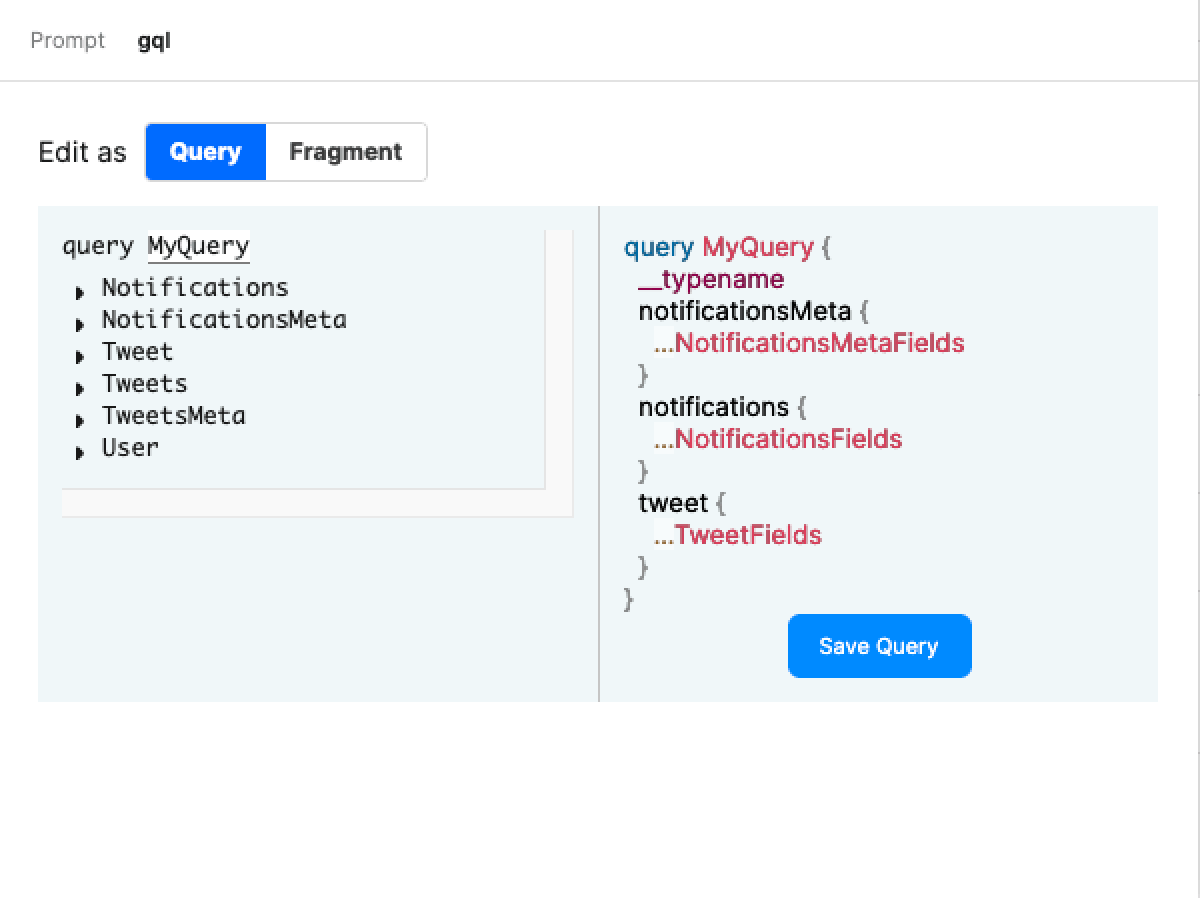 Fragmentが統合された Query になっている図