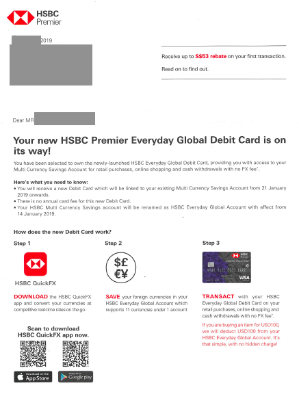 Hsbc Premier Everyday Global Debit Card シンガポール リテール銀行雑記