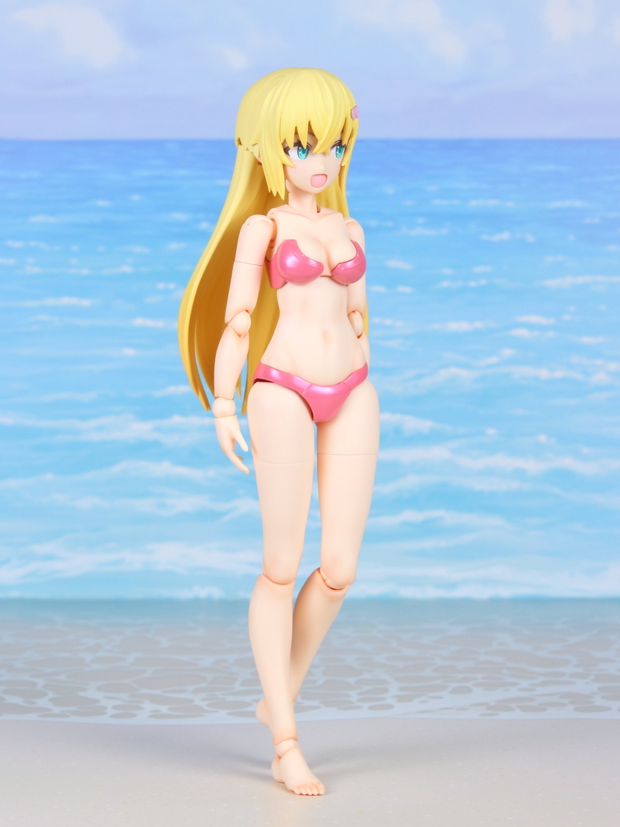 30MS 塗装完成品　ツインテール娘　水着　ランチャーソード　おまけスタンド付 30MS 金髪水着娘 完成 - みっちーの趣味な日々