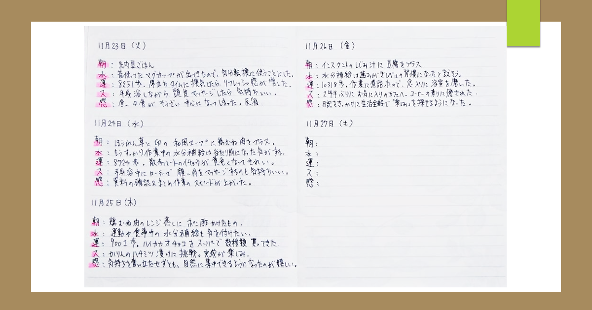 「5行日記」で超基本の5項目を記録してみた05