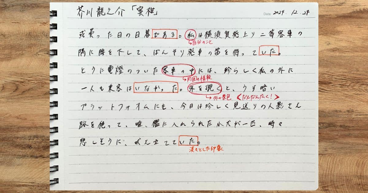 筆者が「書き写し」したノートにポイントを書き込んだ様子