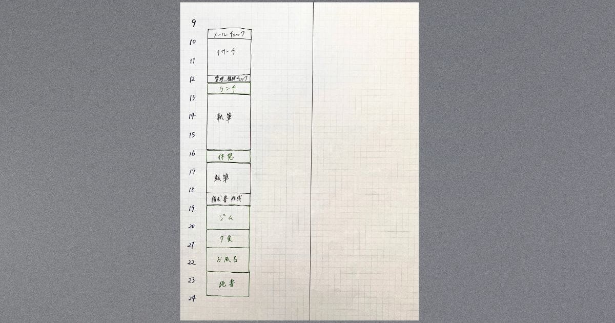 筆者が書いた「タイムブロッキング」