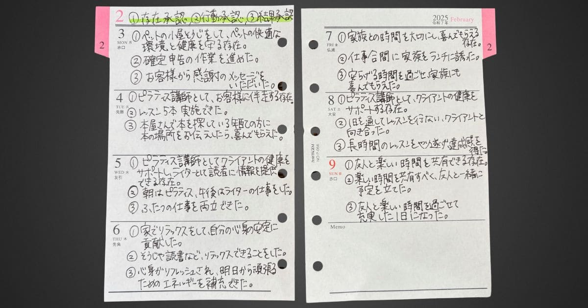 筆者が作成した「ポジティブ記録帳」