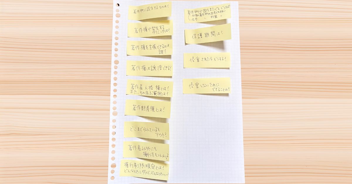 筆者が付箋に書き出した様子