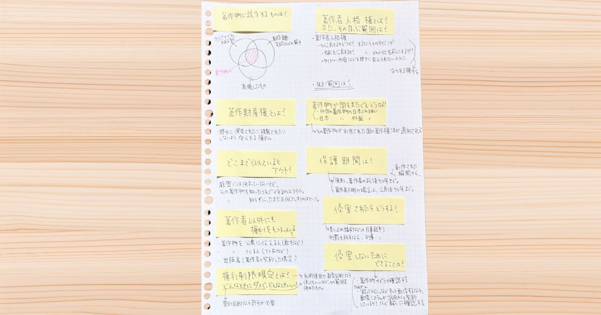 視覚的にわかりやすいように工夫したノート