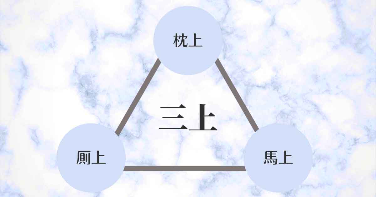 枕上・厠上・馬上の3つを「三上」という。