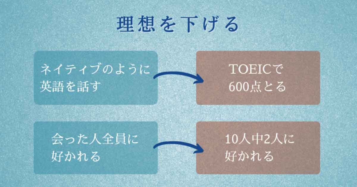 自己承認欲求を満たすには、理想を下げることも必要