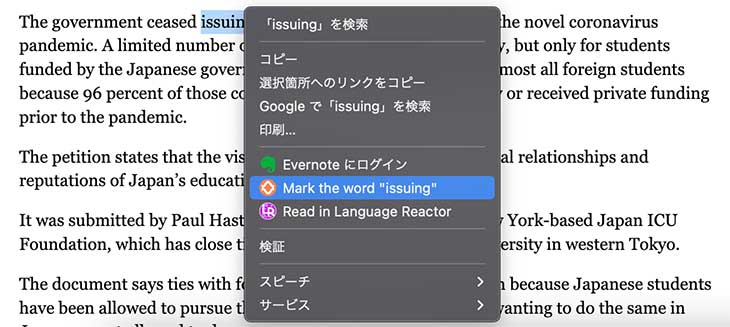 「Burning Vocabulary」でissuingを調べる。