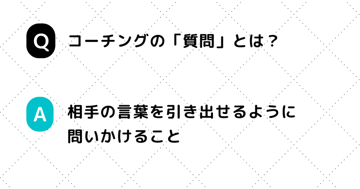 コーチングスキルのひとつ「質問」とは、相手の言葉を引き出せるように問いかけること