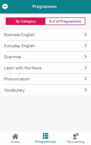 社会人の勉強におすすめのアプリ「BBC Learning English」のスクリーンショット