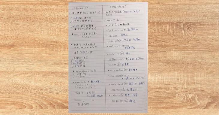 間違いノートの実践写真