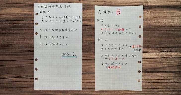 「見やすさ」と「テスト効果」を取り入れた間違いノートの実践紙面