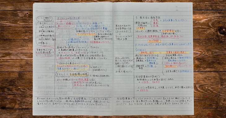 コーネル式ノートの見開き紙面