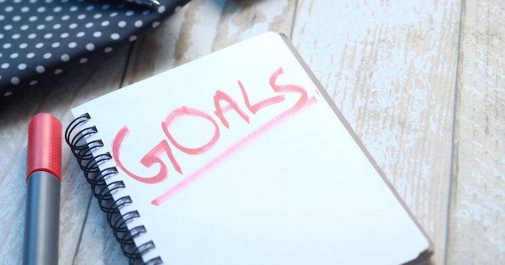 ゴールを紙に書き出している様子