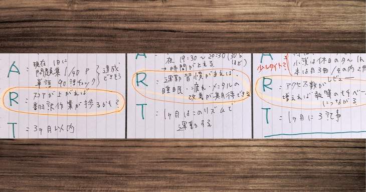 Relevantに関して記入した箇所の切り抜き