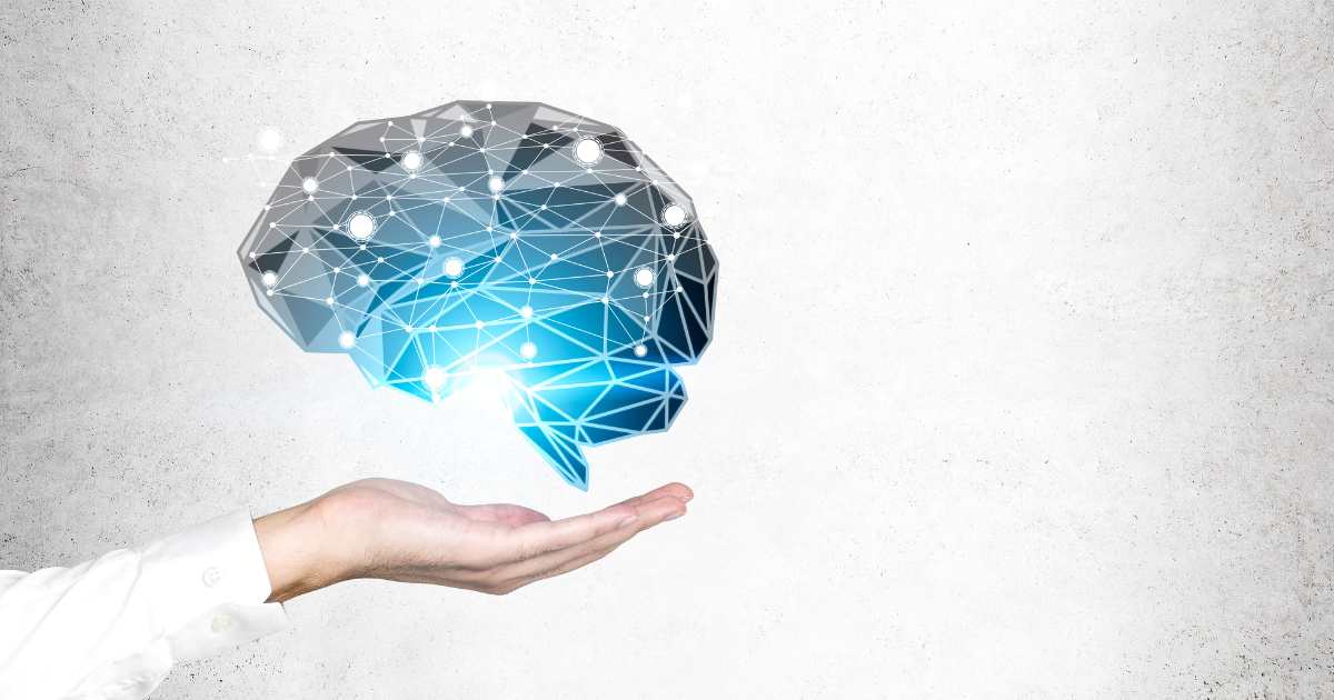 手の上に脳が浮かんでいるイメージ