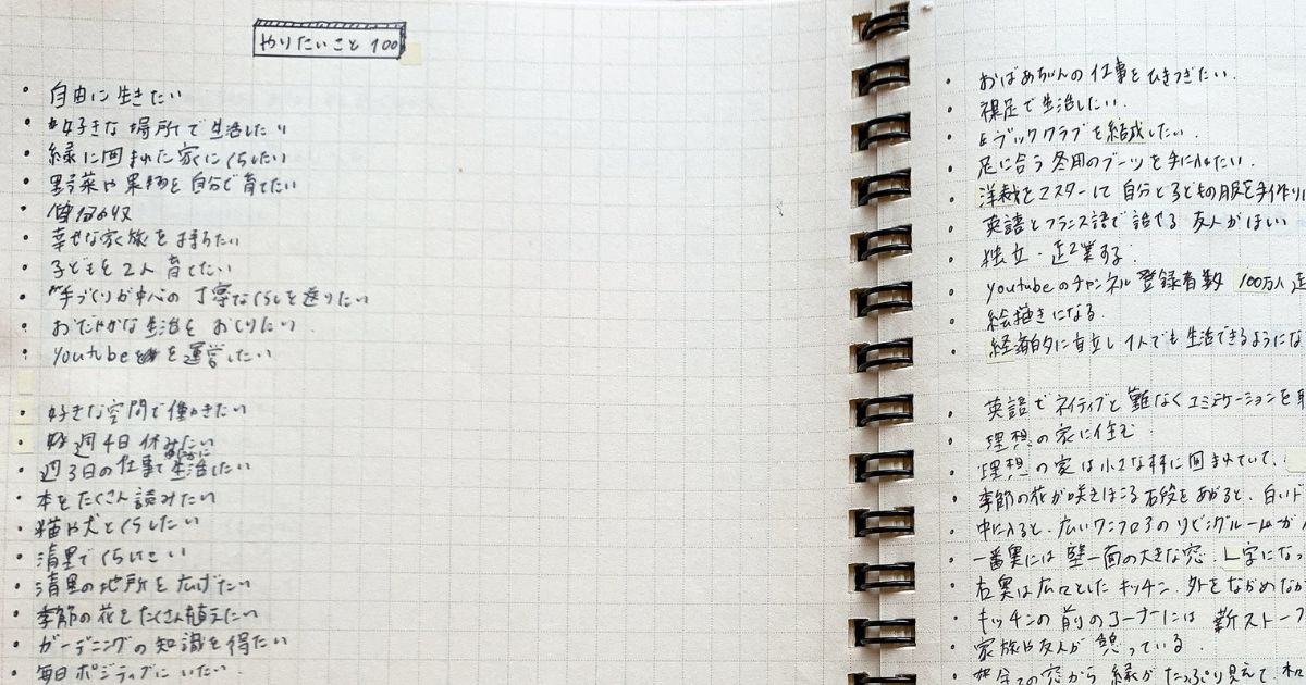 やりたいことのリストをアップで撮影した