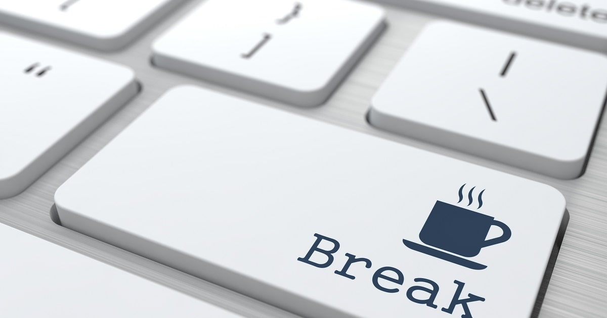 「休憩」のボタンがついたキーボード