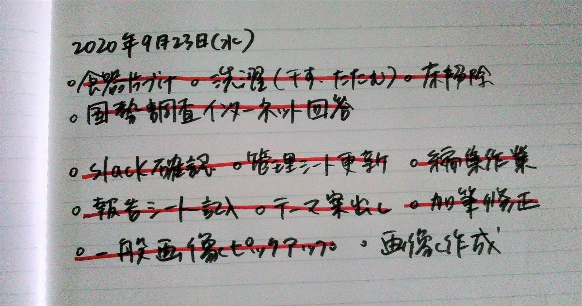 Doing & Done リスト書き始めの画像