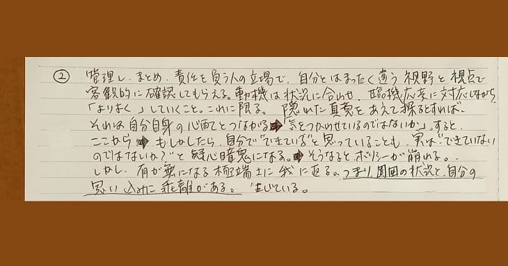 周囲の状況について振り返ったもの。結果として、自分の深層心理に踏み込んでいる