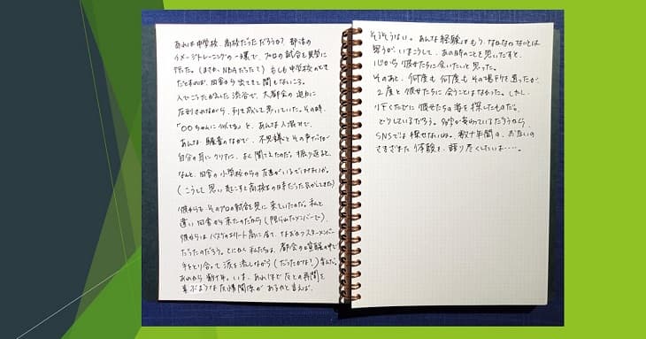 人間関係で動揺した気持ちに対処するために、1日の終わりに回想ノートを書いてみたもの