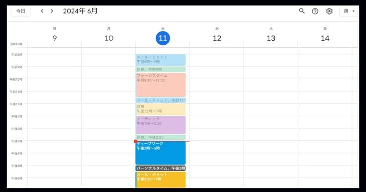 1日ぶんのタイムブロッキング