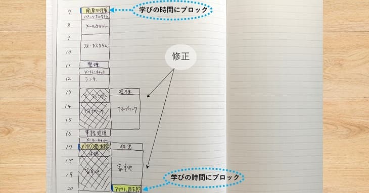 手書きのタイムブロッキング