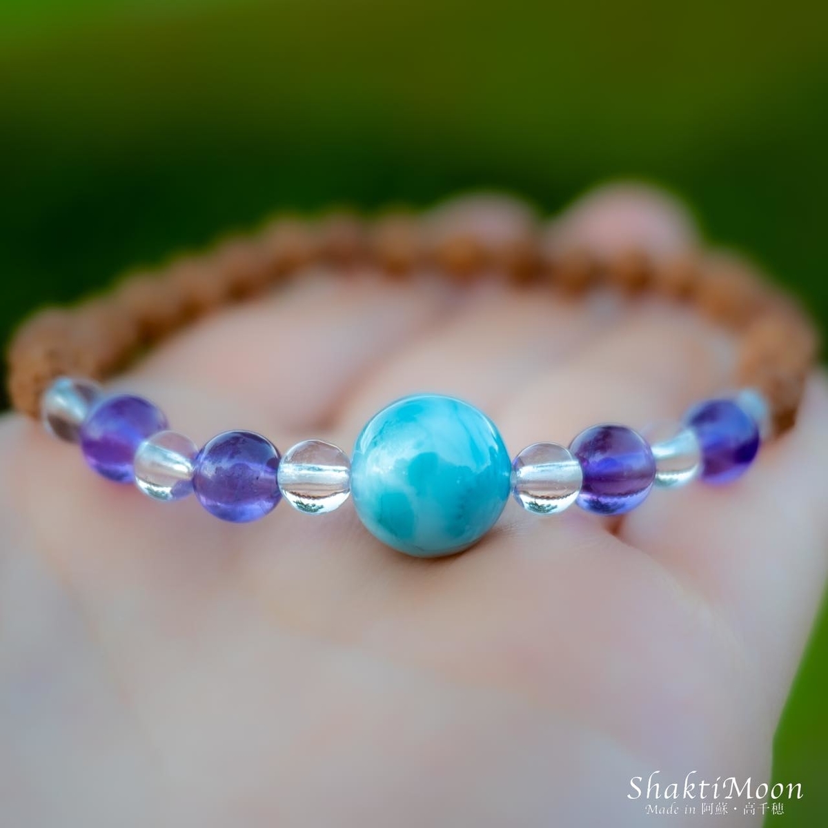 高品質 ラリマー × 水晶】癒しと浄化の高波動ブレスレット 天然石