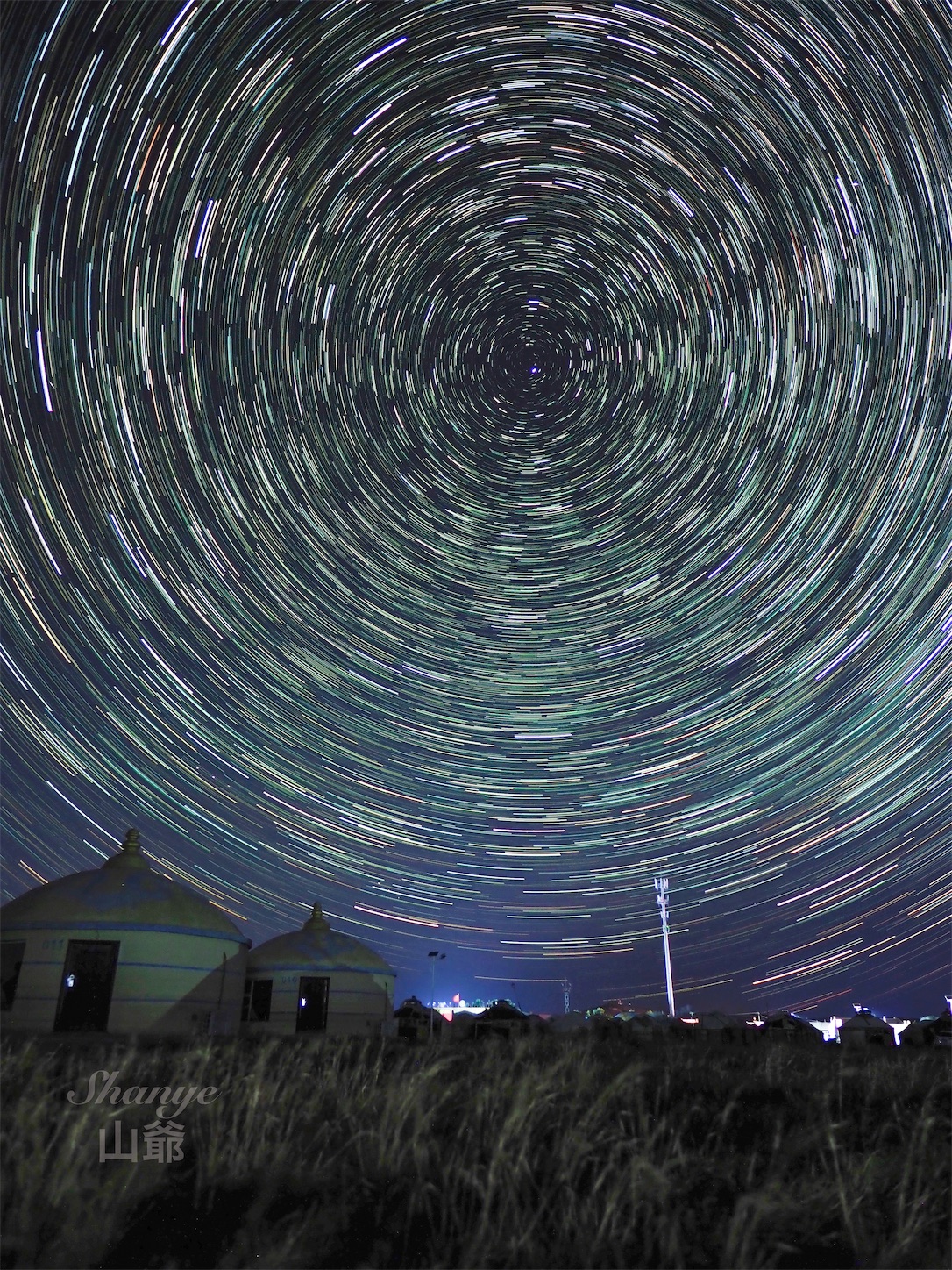 内モンゴルの星空,パナライカ12mm,星空,星の軌跡,星のぐるぐる