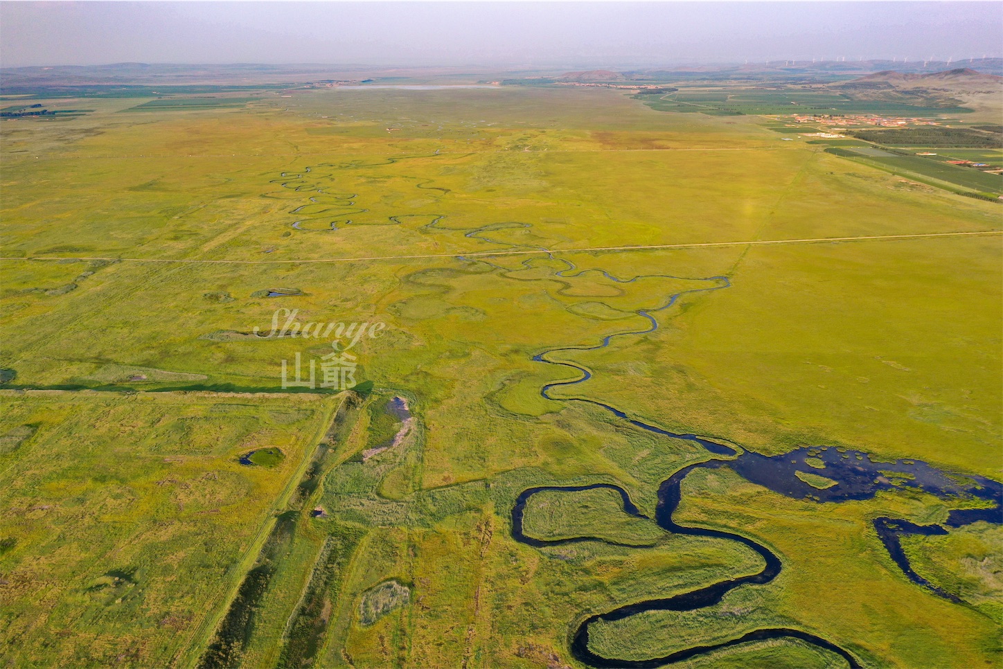 元上都の遺跡Site of Xanadu,上空,九曲湾