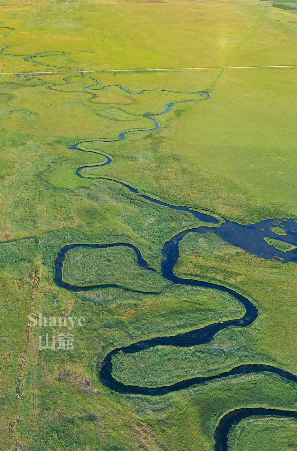 元上都の遺跡Site of Xanadu,上空,九曲湾