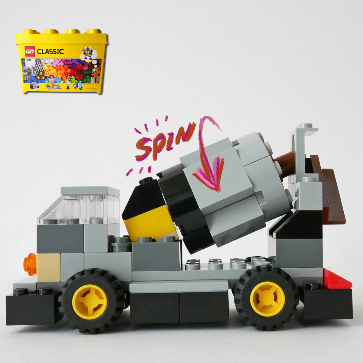 レゴ:ミキサー車の作り方 LEGOクラシック10698だけで作ったよ