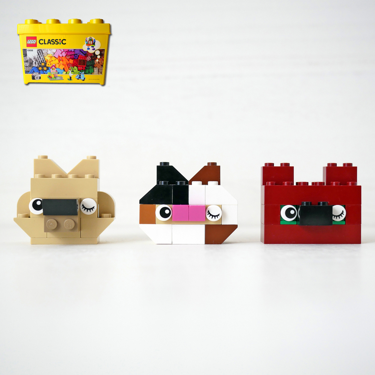 レゴ：ネコ、クマ、オオカミの作り方 LEGOクラシック10698だけで作っ