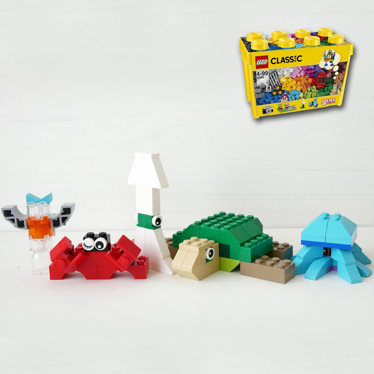 レゴ：5匹セット、カニ、ウミガメ、イカ、クラゲ、クリオネの作り方