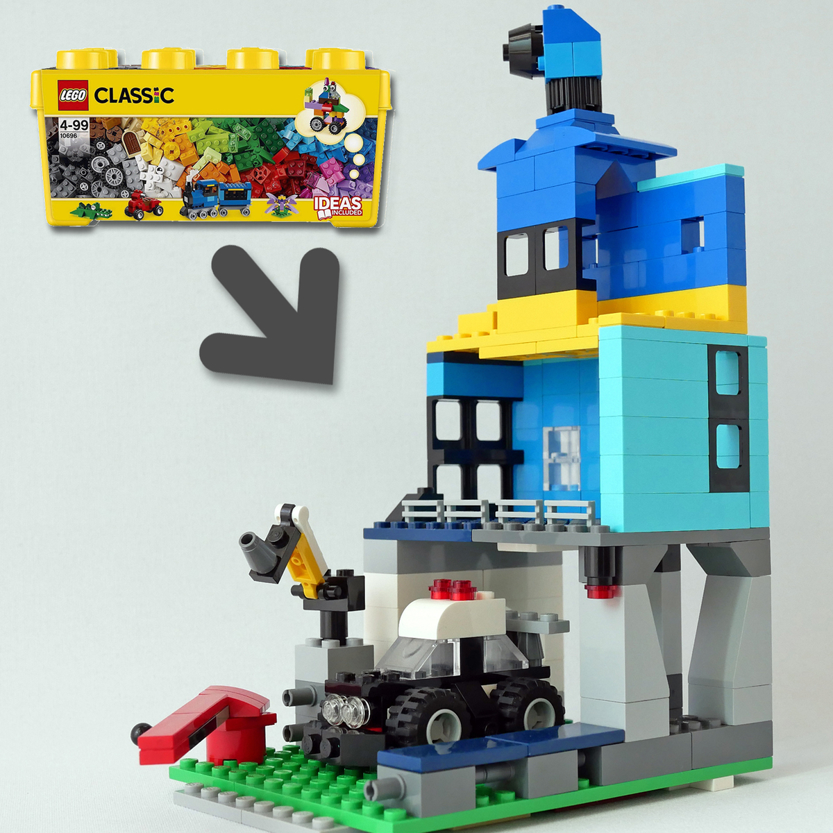 レゴ：警察署とパトカーの作り方 LEGOクラシック10696だけで作ったよ  