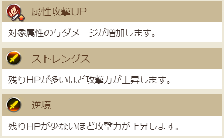 グラブル　攻撃UP以外の攻撃UP系アビリティ（属性攻撃UP、ストレングス、逆境）の画像