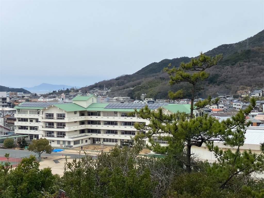 上から見る土庄中学校