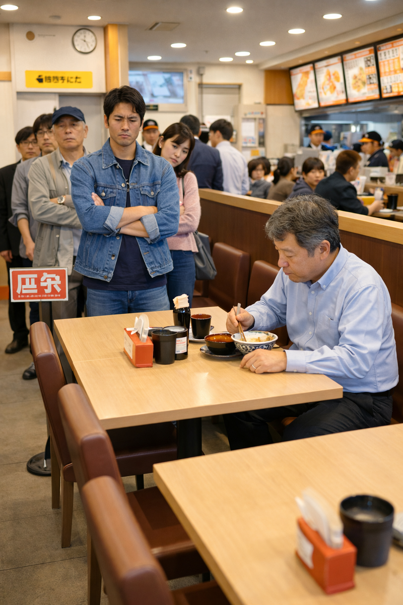 テーブル席を一人で占領