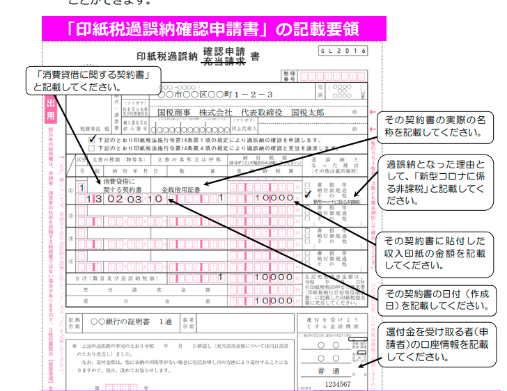 印紙税還付 いろいろやってみるにっき