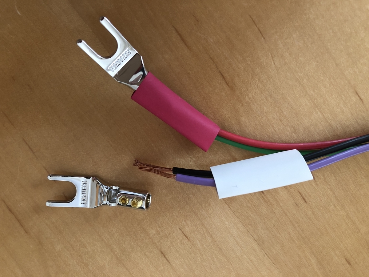 フルテック製ロジウムメッキ Yラグ端子 - スピーカーケーブルの末端